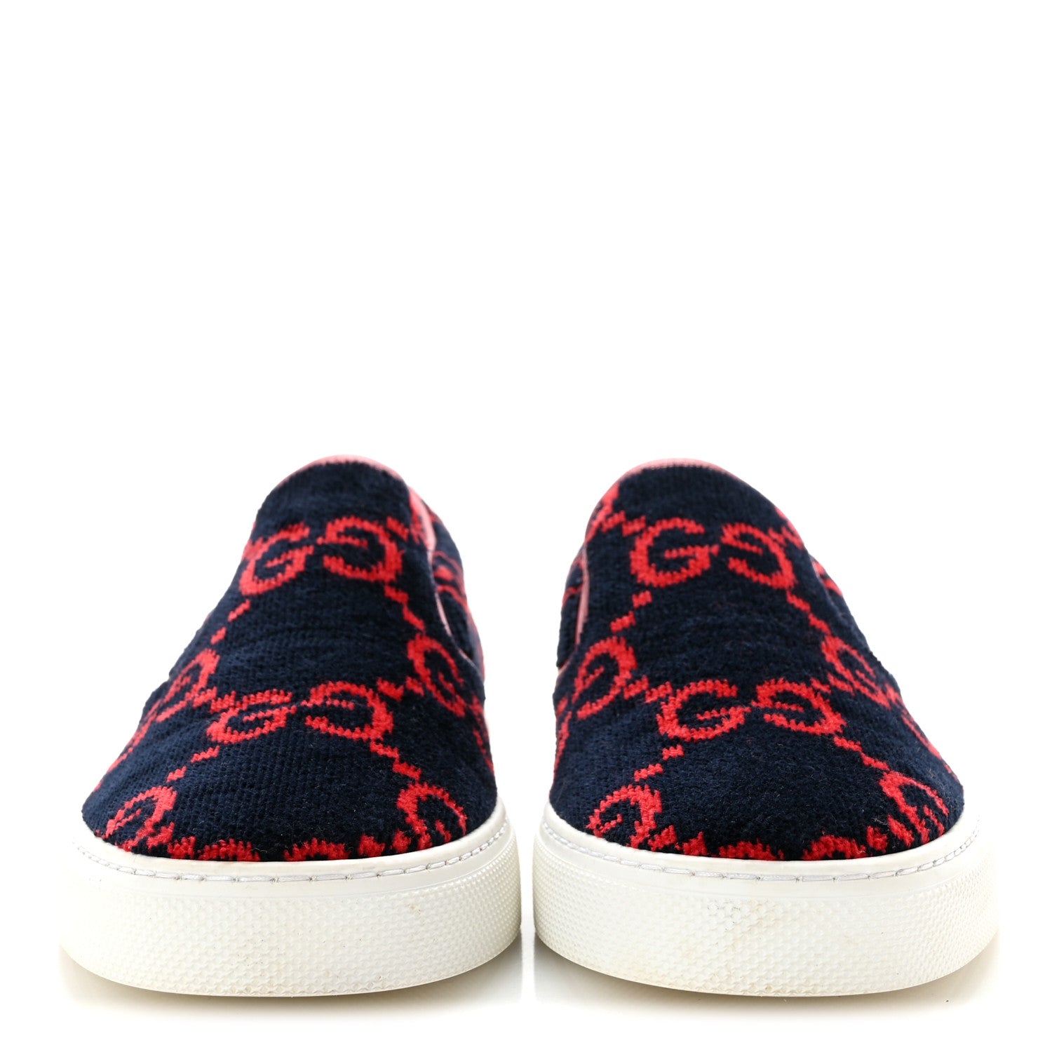 Gucci Terry Cloth Miro Soft Calfskin GG Monogram Mens Dublin Slip On Sneakers 9 Blue Hibiscus Red 3 of 8