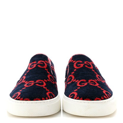 Gucci Terry Cloth Miro Soft Calfskin GG Monogram Mens Dublin Slip On Sneakers 9 Blue Hibiscus Red 3 of 8
