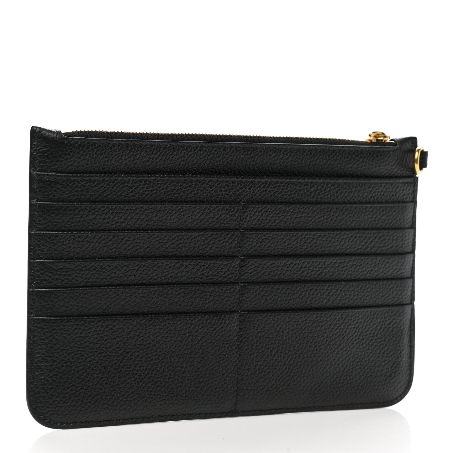 Grained Calfskin Logo Long Coin Card Holder Black