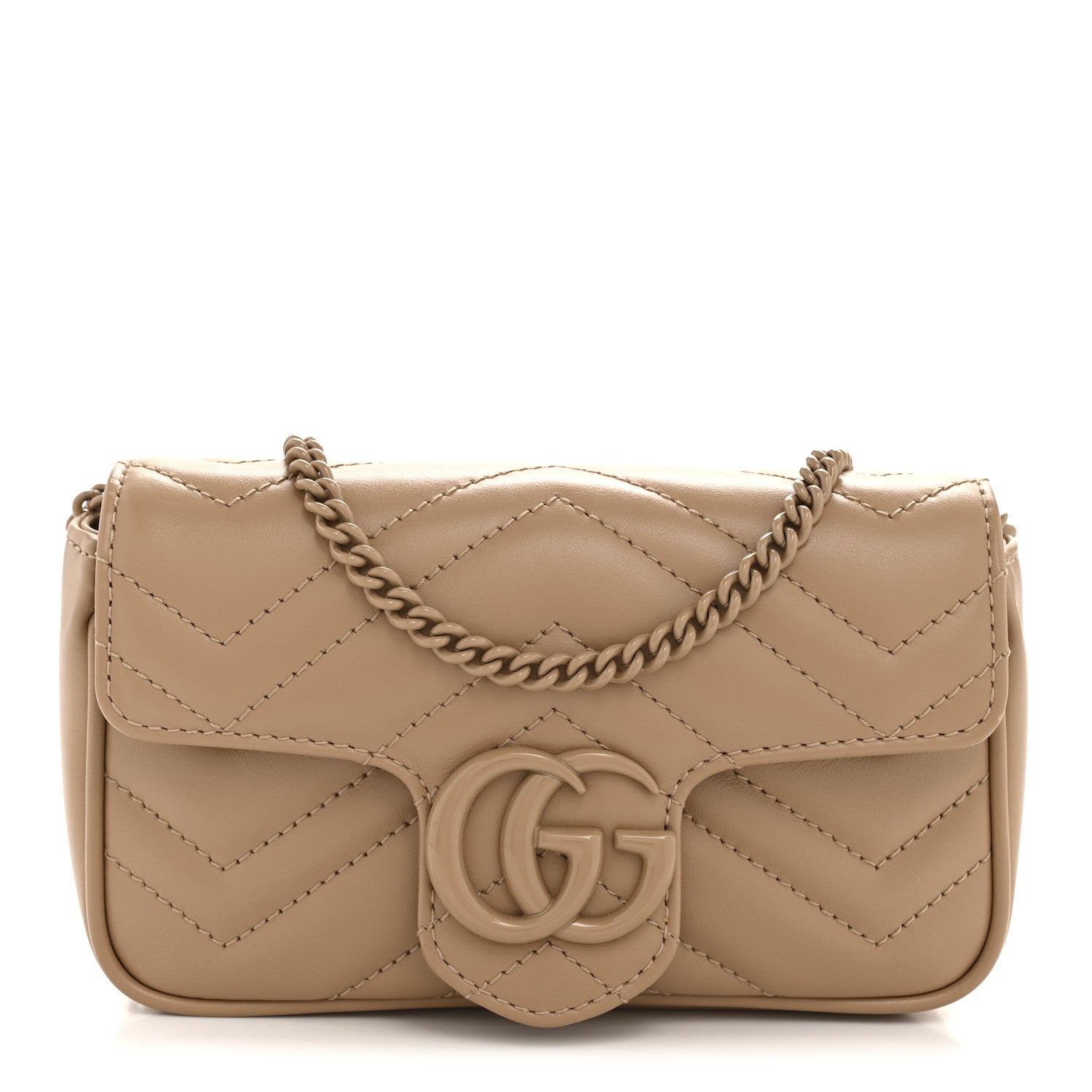 Gucci Calfskin Matelasse Monochrome Super Mini GG Marmont Shoulder Bag Camelia 1 of 10