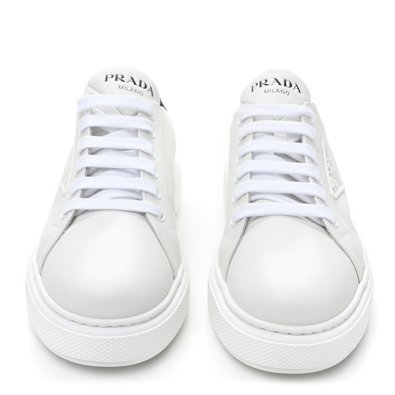 Prada Vitello Soft Rubber Triangle Logo Womens Low Top 40mm Sneakers 38.5 White 2 of 11
