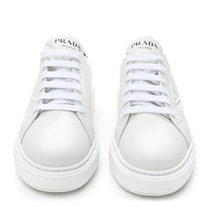 Prada Vitello Soft Rubber Triangle Logo Womens Low Top 40mm Sneakers 38.5 White 2 of 11