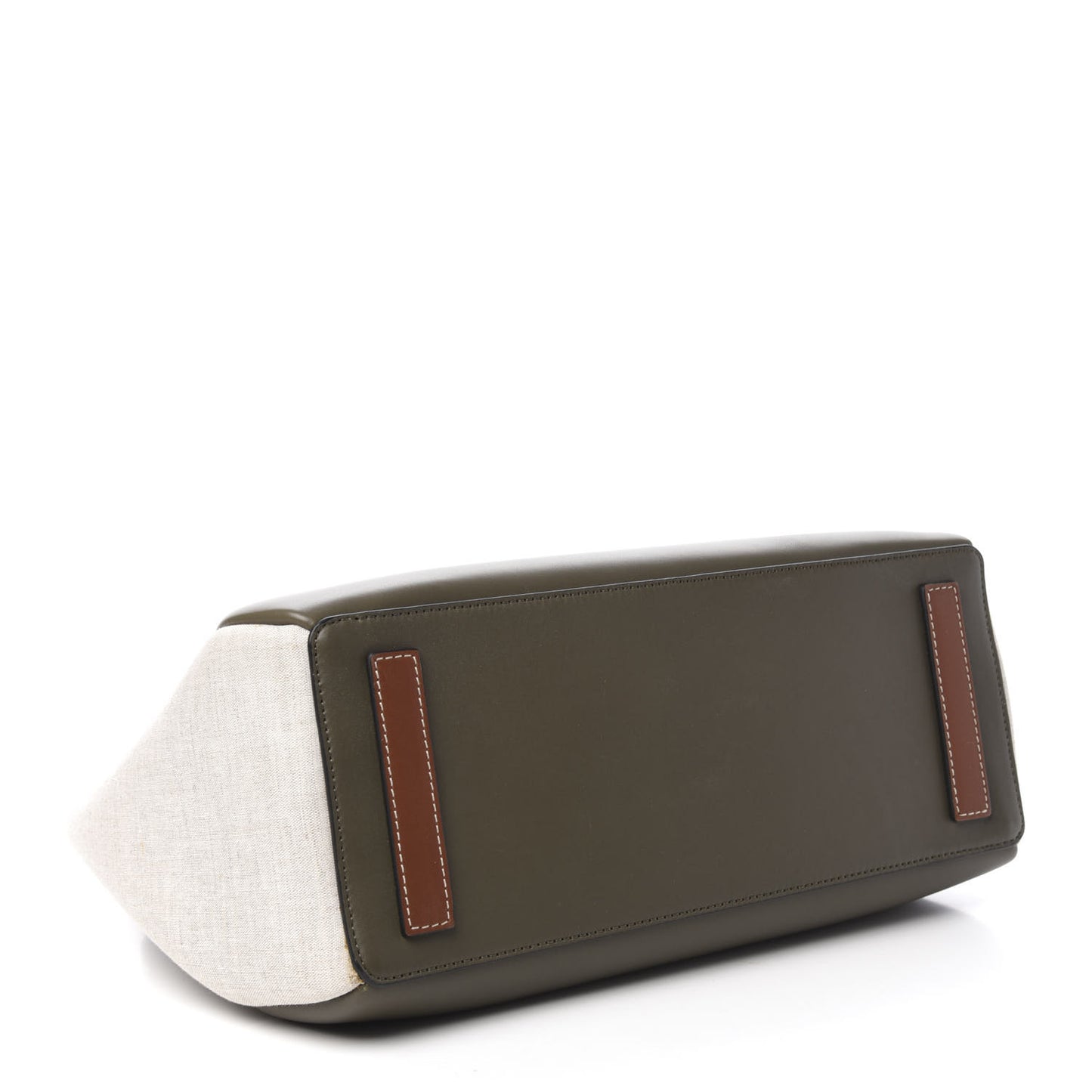 Calfskin Linen Lazo Tote Khaki Green