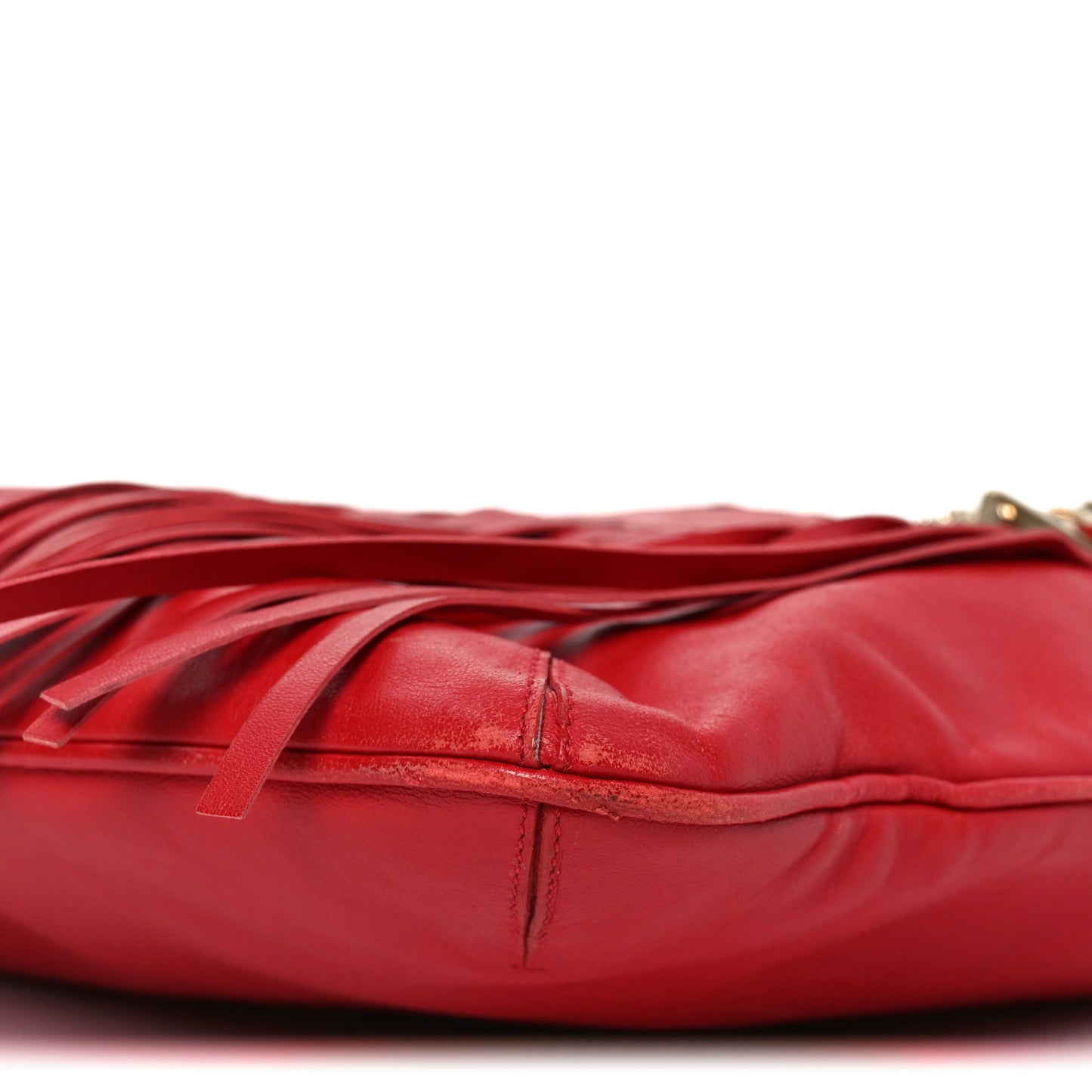 Calfskin Palazzo Fringe Shoulder Bag Red