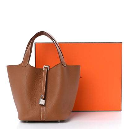 Hermes Taurillon Clemence Picotin Lock 22 MM Gold 11 of 11