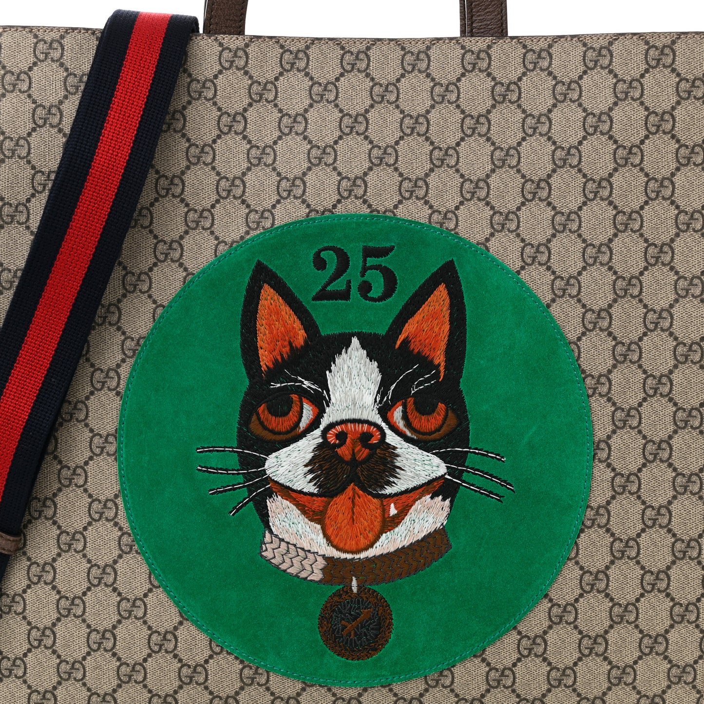 Soft GG Supreme Monogram Web Bosco Patch Vertical Tote Beige New Shamarock