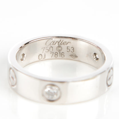 Cartier 18K White Gold 3 Diamond 5.5mm LOVE Ring 58 8.25 3 of 5