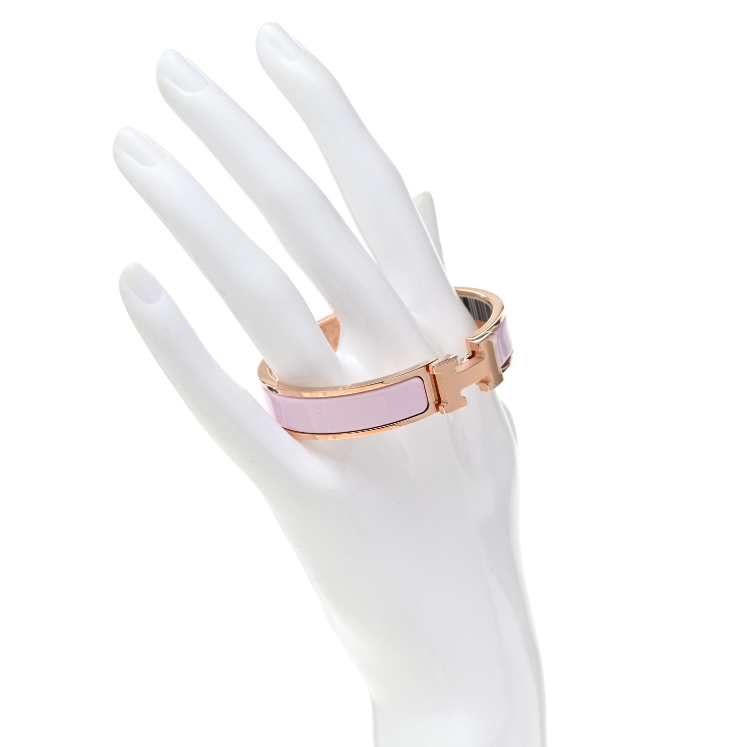 Hermes Enamel Narrow Clic Clac H Bracelet PM Rose Dragee 2 of 5