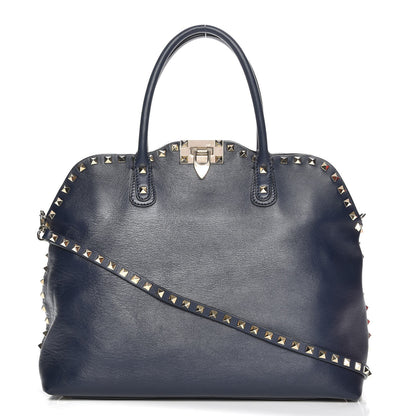 Valentino Garavani Vitello Rockstud Dome Satchel Marine 1 of 8