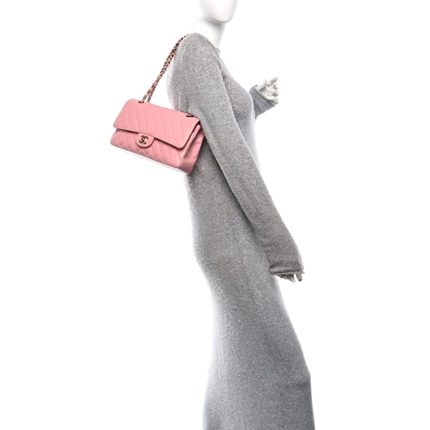 Chanel Caviar Quilted Medium Double Flap Pink 2 of 15