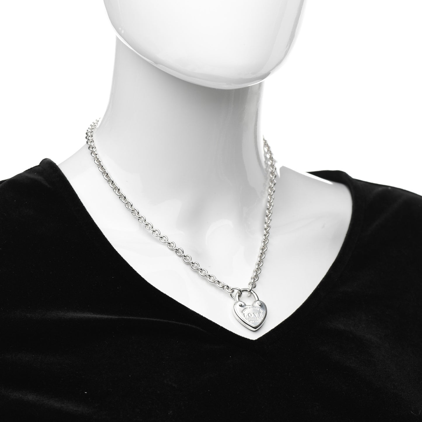 Sterling Silver Return To Tiffany Love Heart Lock Pendant Necklace