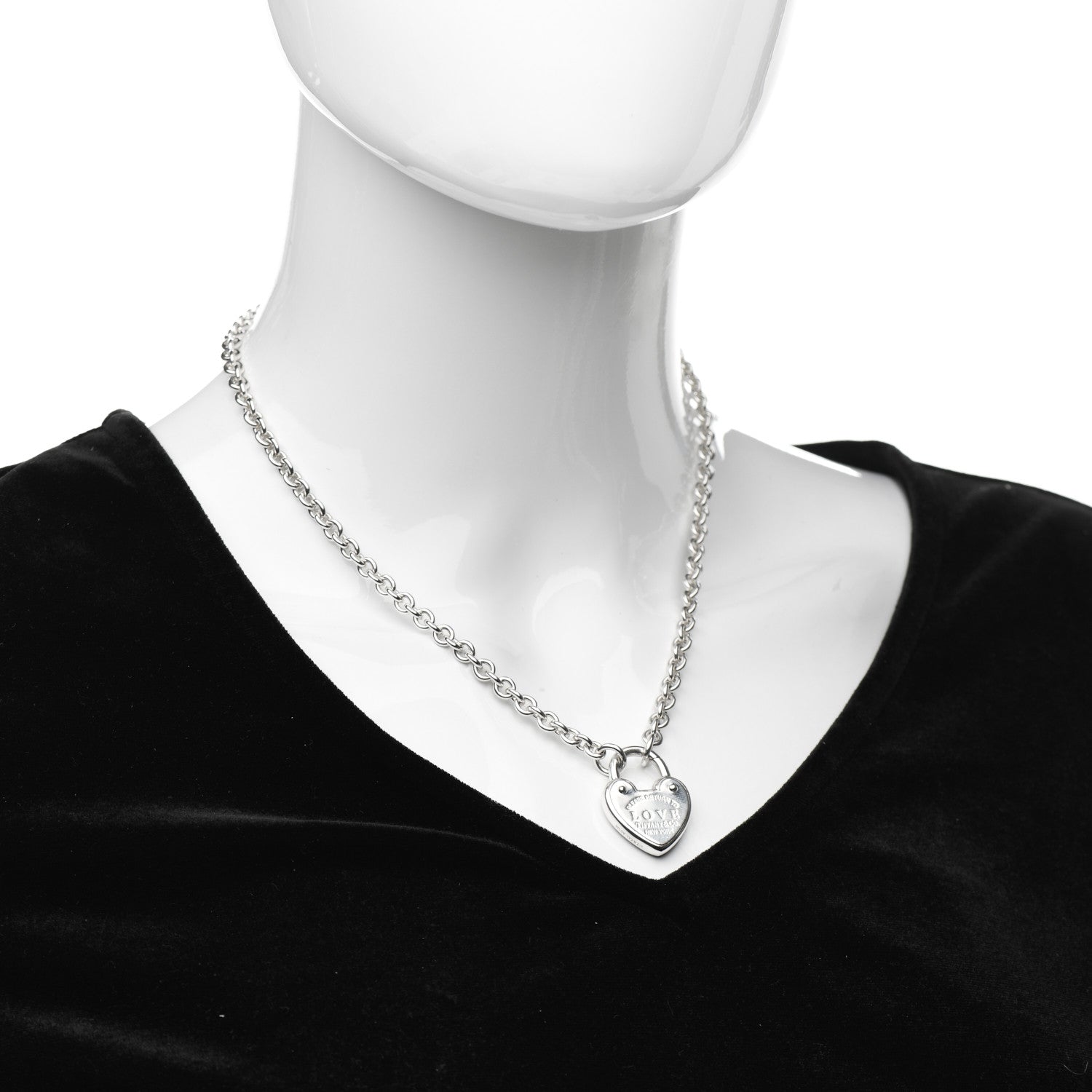 Tiffany Sterling Silver Return To Tiffany Love Heart Lock Pendant Necklace 2 of 4