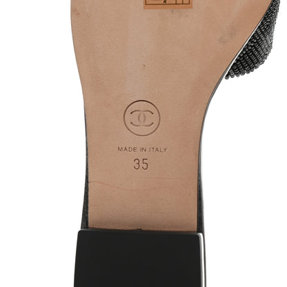 Chanel Pearl Embroidery CC Mules 35 Black Grey 6 of 10