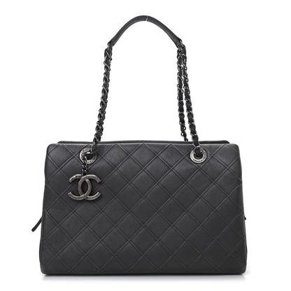 Chanel Calfskin Diamond Embossed Large CC Zip Shopping Tote Grey 1 of 9