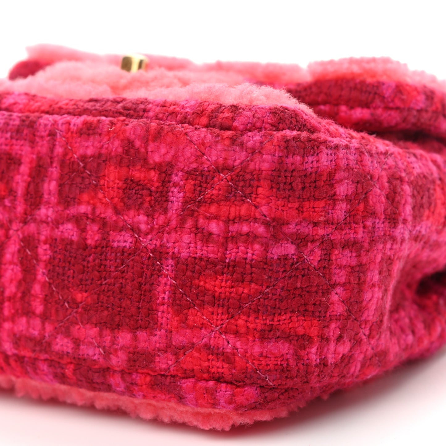 Shearling Tweed Quilted Mini Square Flap Bag Pink