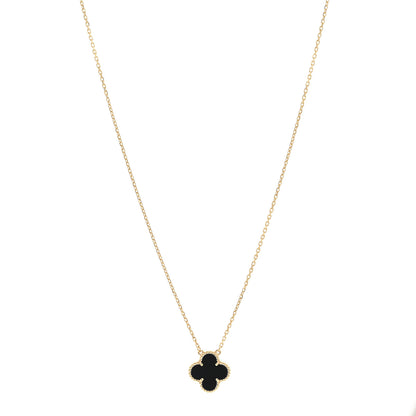Van Cleef & Arpels 18K Yellow Gold Black Onyx Vintage Alhambra Pendant Necklace 1 of 6