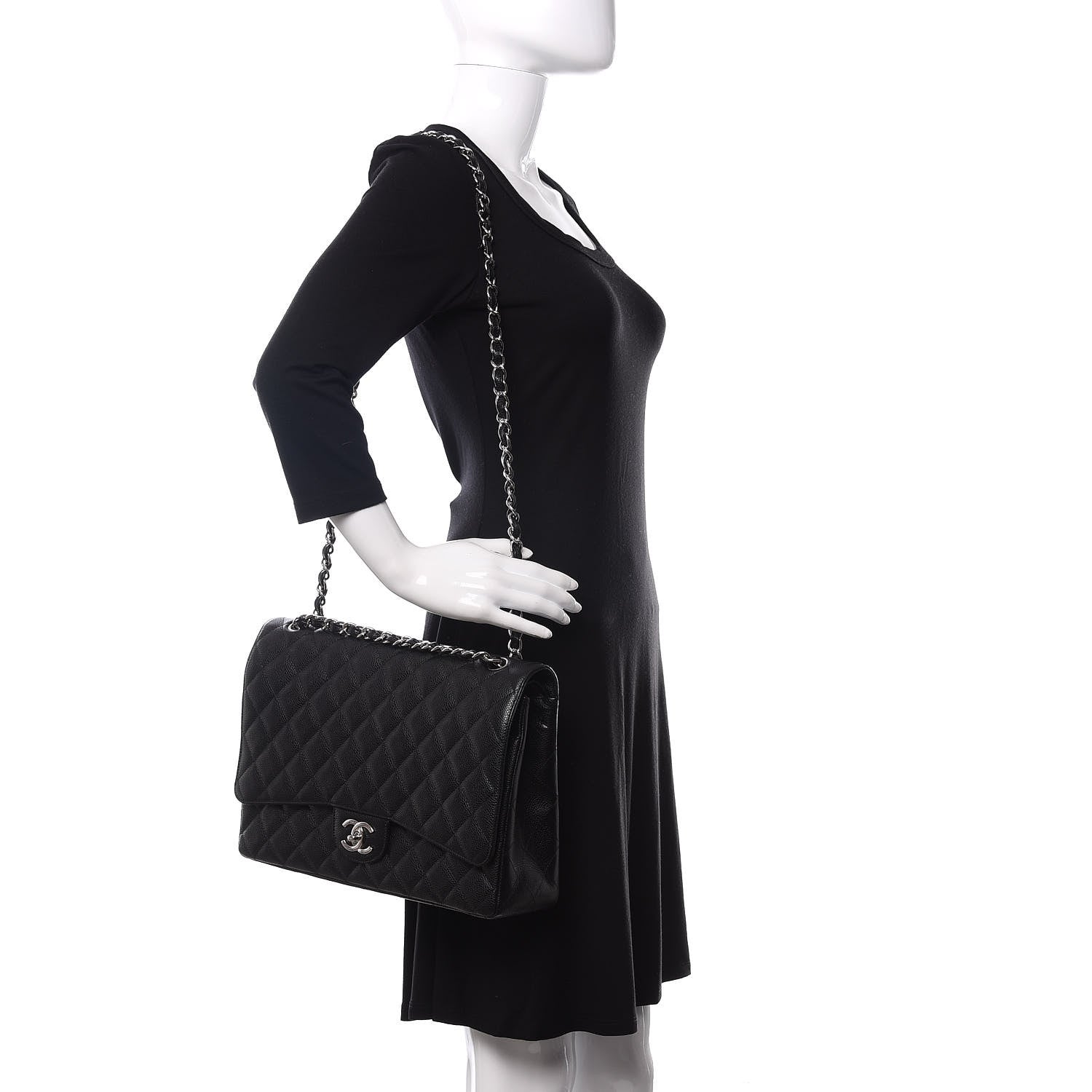 Chanel Caviar Quilted Maxi Double Flap Black 2 of 10
