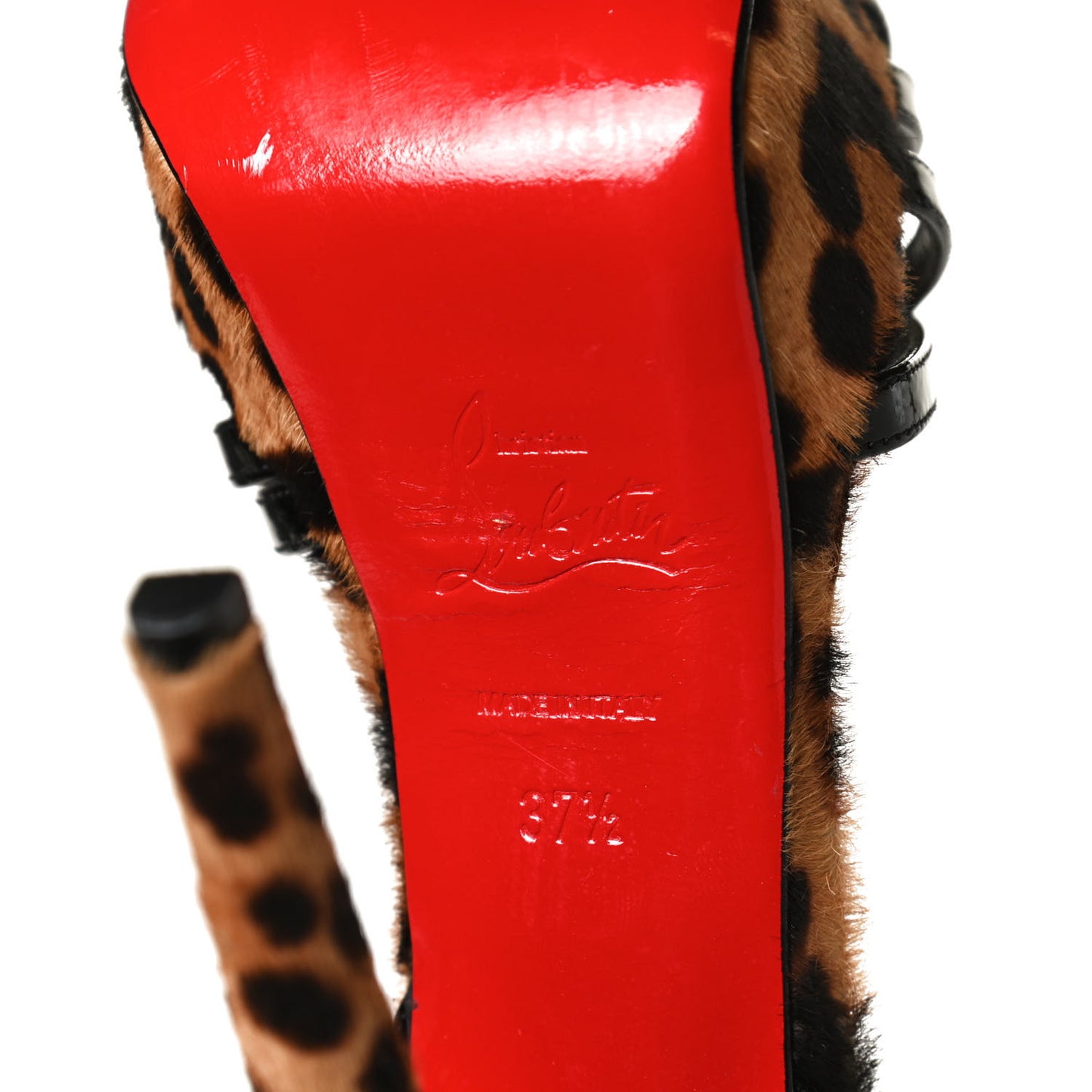 Patent Pony Hair Leopard Print Passiflore 140 Platform Sandals 37.5 Black