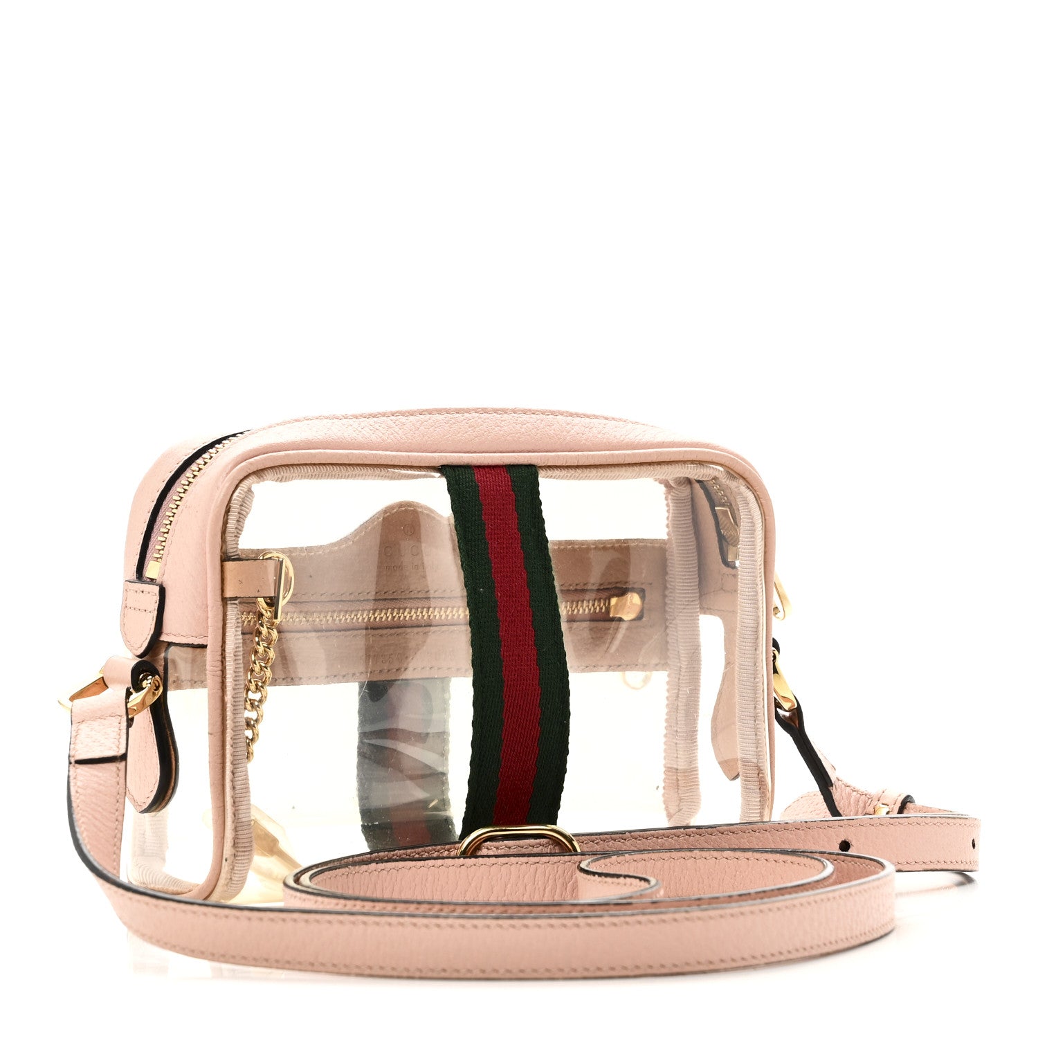Gucci Vinyl Web Mini Ophidia Transparent Shoulder Bag Perfect Pink 3 of 11