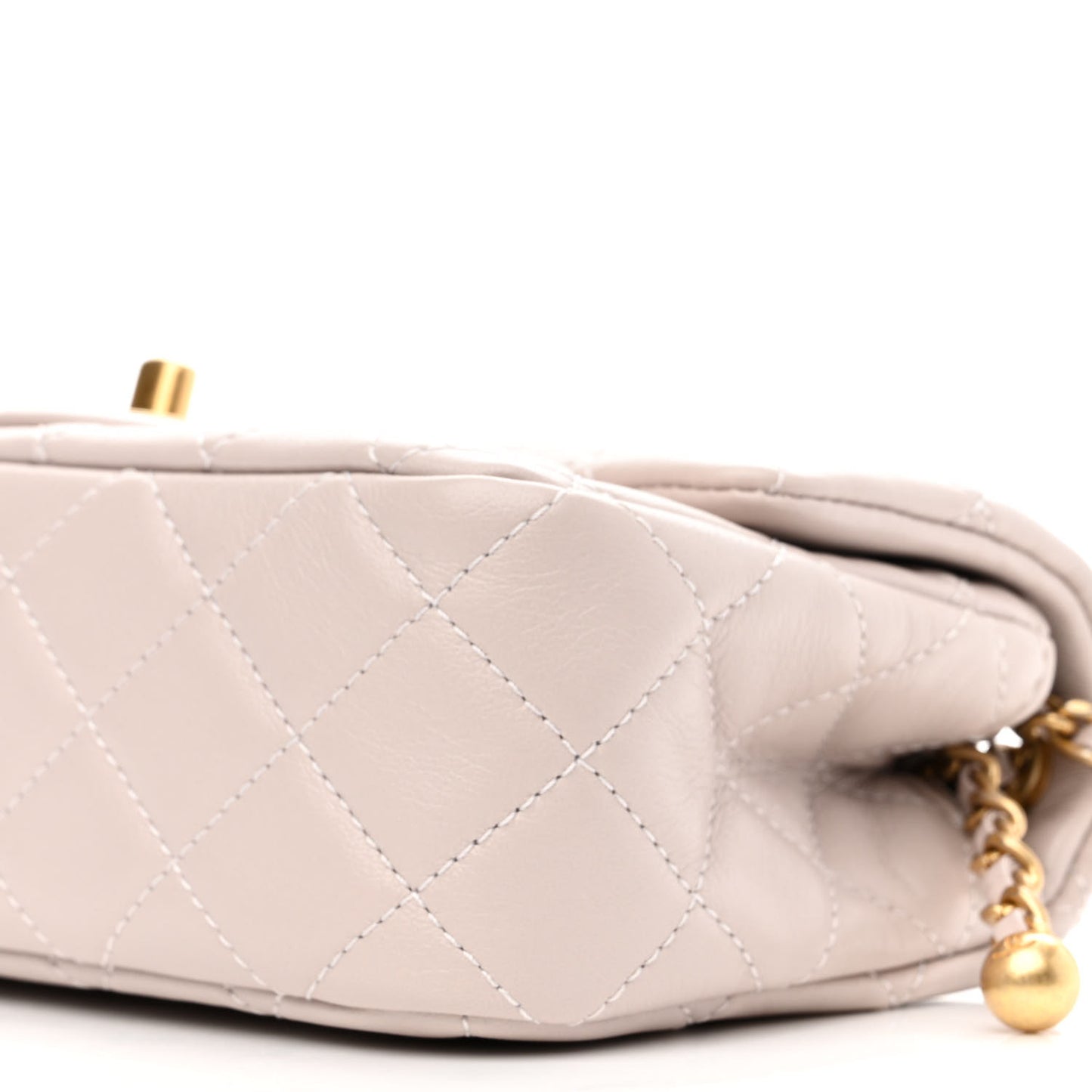 Lambskin Quilted Mini Rectangular Pearl Crush Flap Light Purple