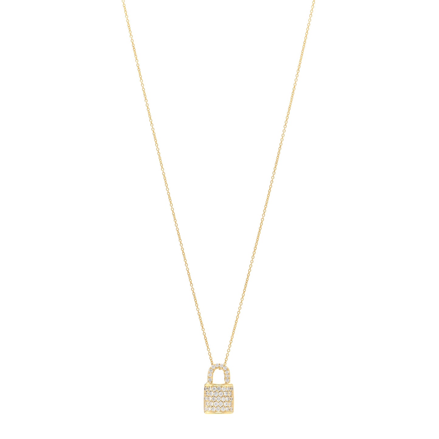 18K Yellow Gold Diamond Tiny Treasures Lock Pendant Necklace