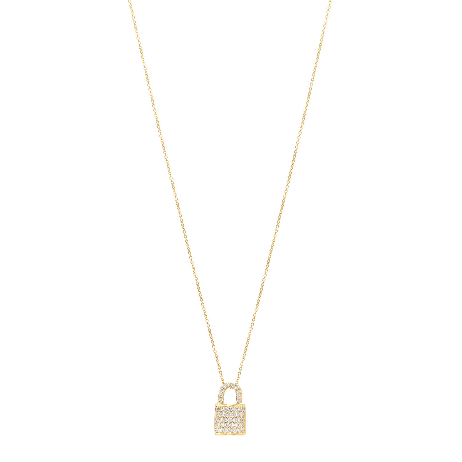 Roberto Coin 18K Yellow Gold Diamond Tiny Treasures Lock Pendant Necklace 1 of 5