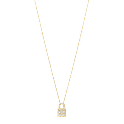 Roberto Coin 18K Yellow Gold Diamond Tiny Treasures Lock Pendant Necklace 1 of 5