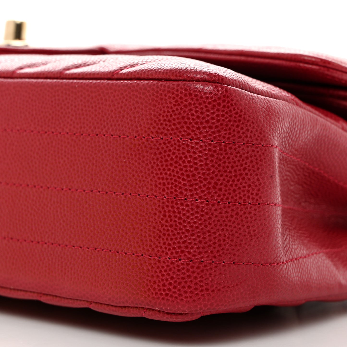 Caviar Chevron Quilted Medium Double Flap Dark Red