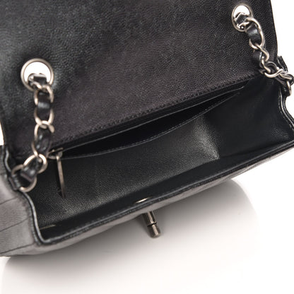 Chanel Metallic Caviar Chevron Quilted Mini Rectangular Flap Black 5 of 8