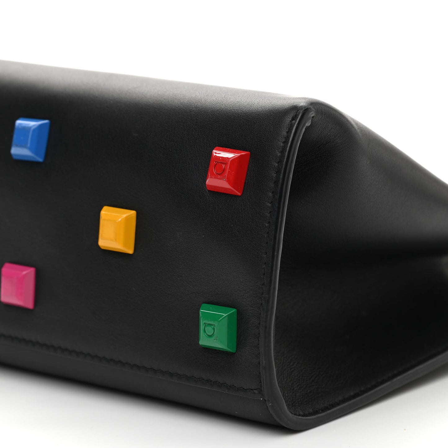Calfskin Rainbow Studio Box Bag Black
