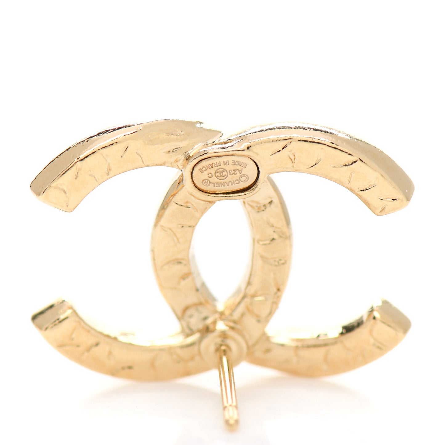 Crystal Large CC Earrings Gold