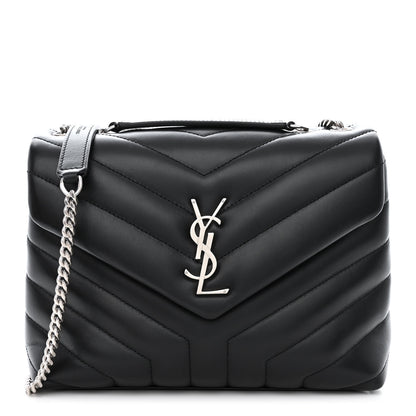 Saint Laurent Calfskin Y Quilted Monogram Small Loulou Chain Satchel Black 1 of 10