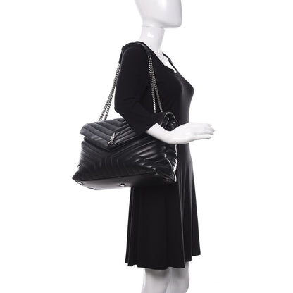 Saint Laurent Calfskin Y Quilted Monogram Large Loulou Chain Satchel Black 2 of 11