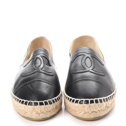 Chanel Lambskin CC Espadrilles 37 Black 2 of 10