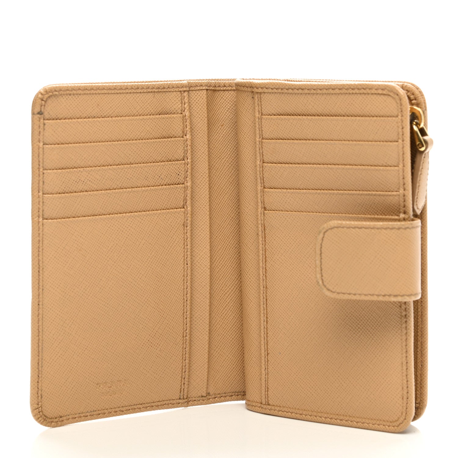 Prada Saffiano Metal Compact Wallet Noisette 6 of 15