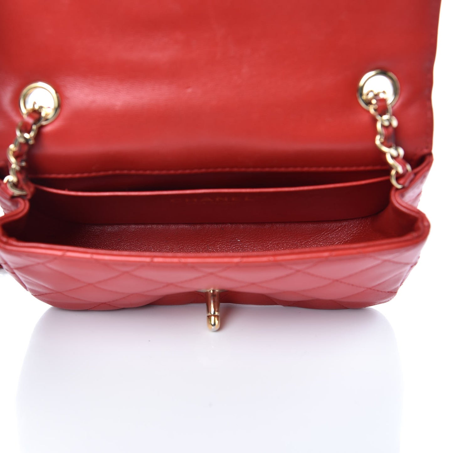 Lambskin Quilted Extra Mini V For Victory Flap Red