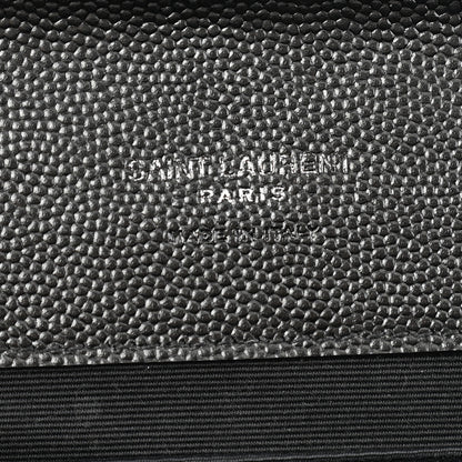 Saint Laurent Grain De Poudre Matelasse Chevron Monogram Envelope Clutch Black 6 of 8