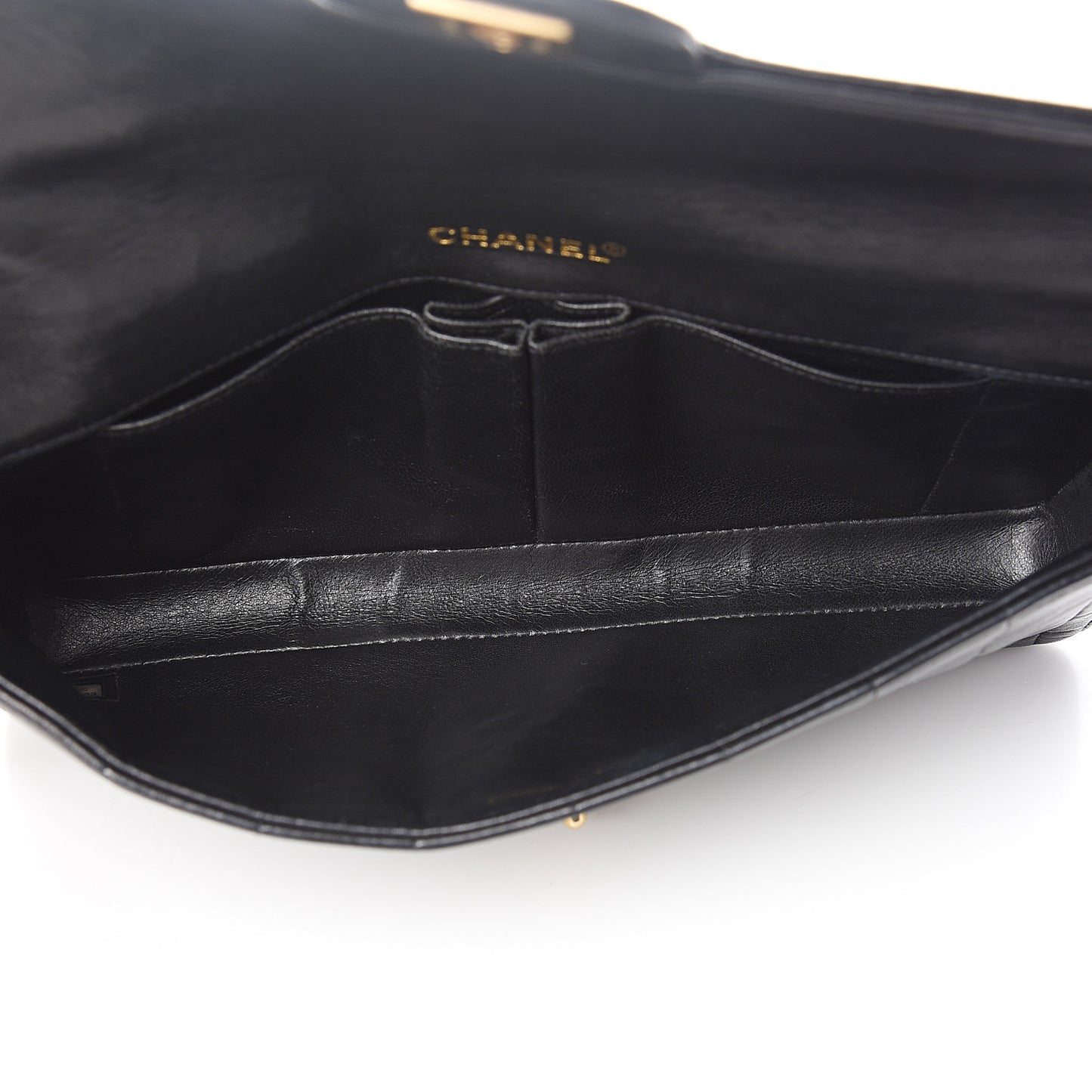 Lambskin East West Chocolate Bar Flap Black