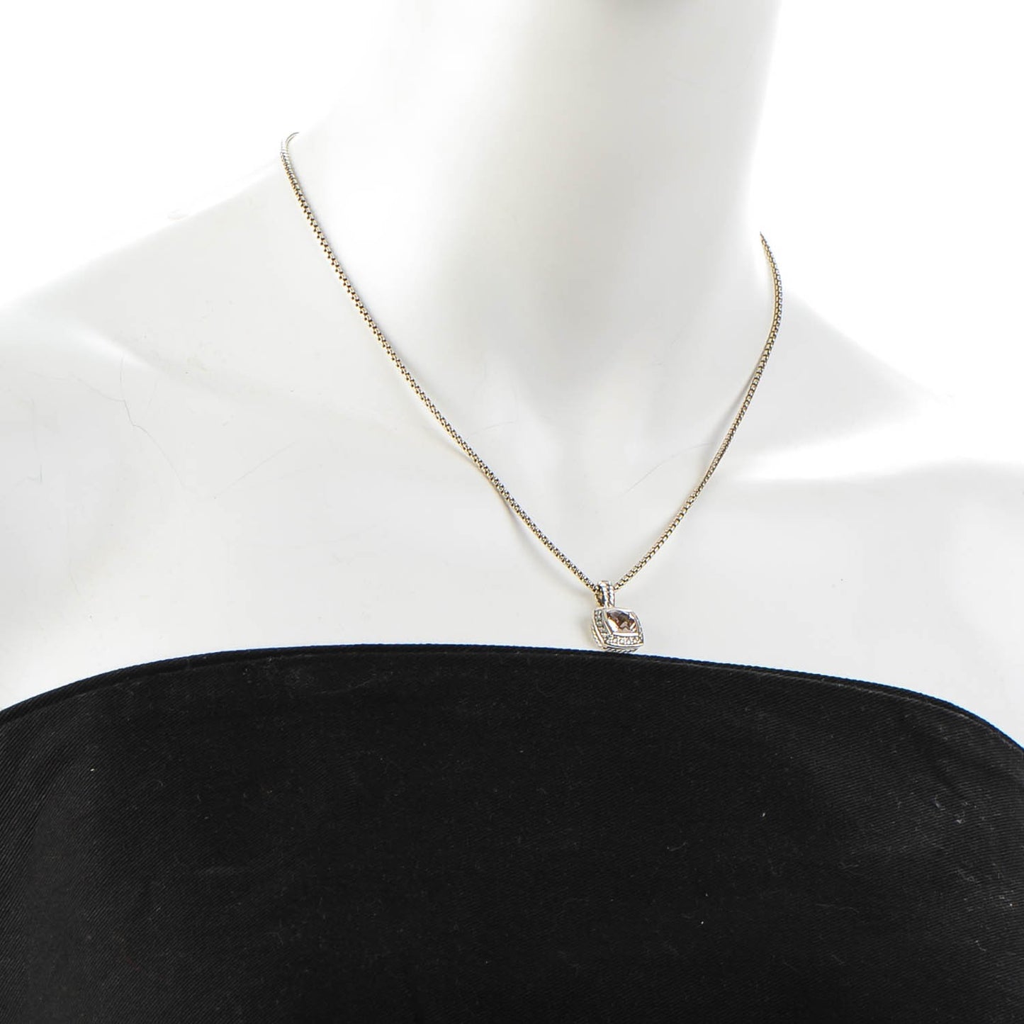 Sterling Silver Diamond Morganite 7mm Petite Albion Pendant Necklace