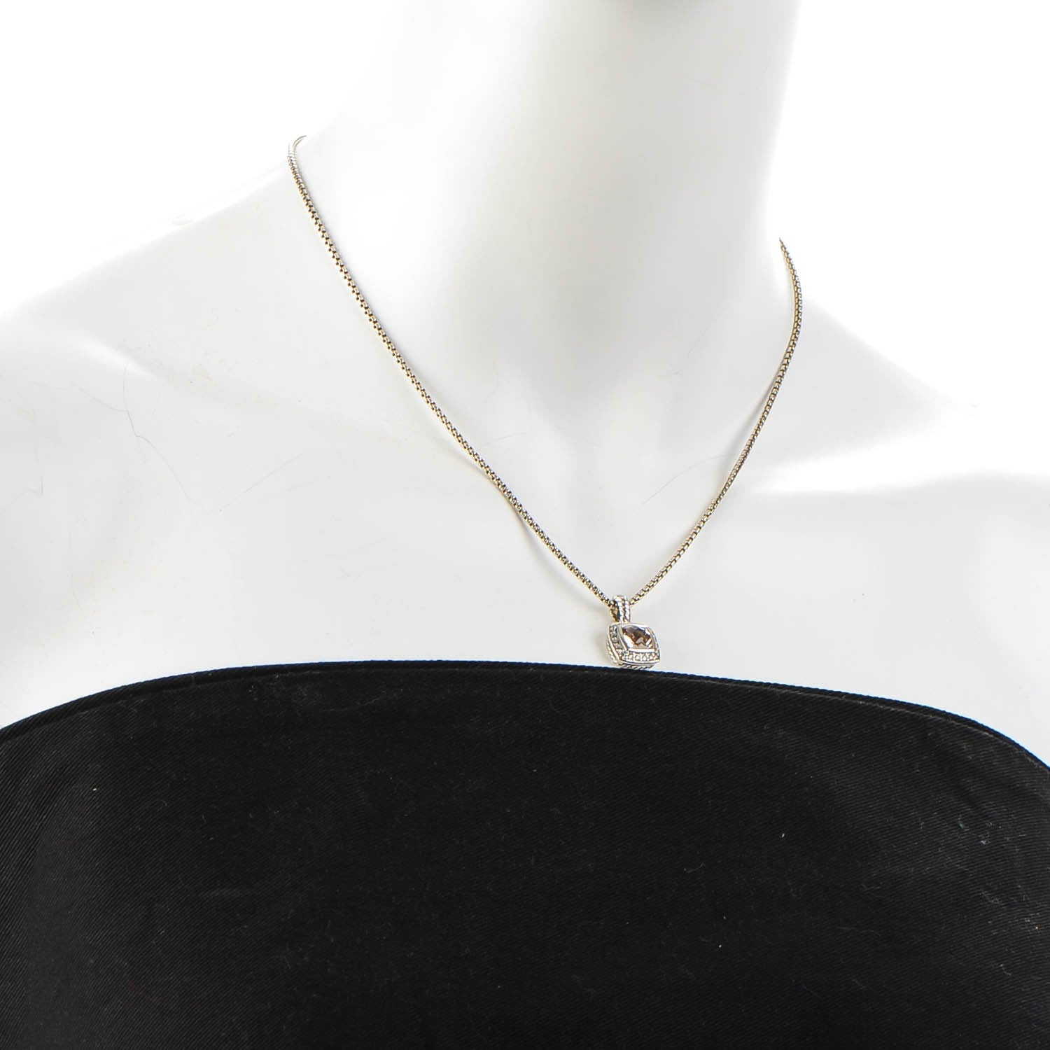 David Yurman Sterling Silver Diamond Morganite 7mm Petite Albion Pendant Necklace 2 of 5