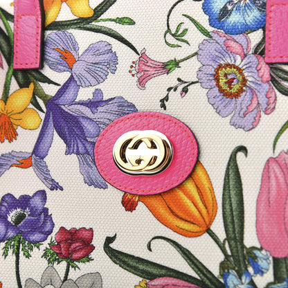 Gucci Canvas Medium Flora Tote Fuchsia 7 of 9