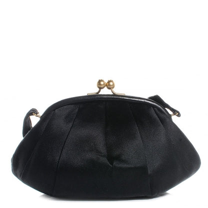 Chanel Satin Pleated Evening Clutch Bag Black 1 of 7