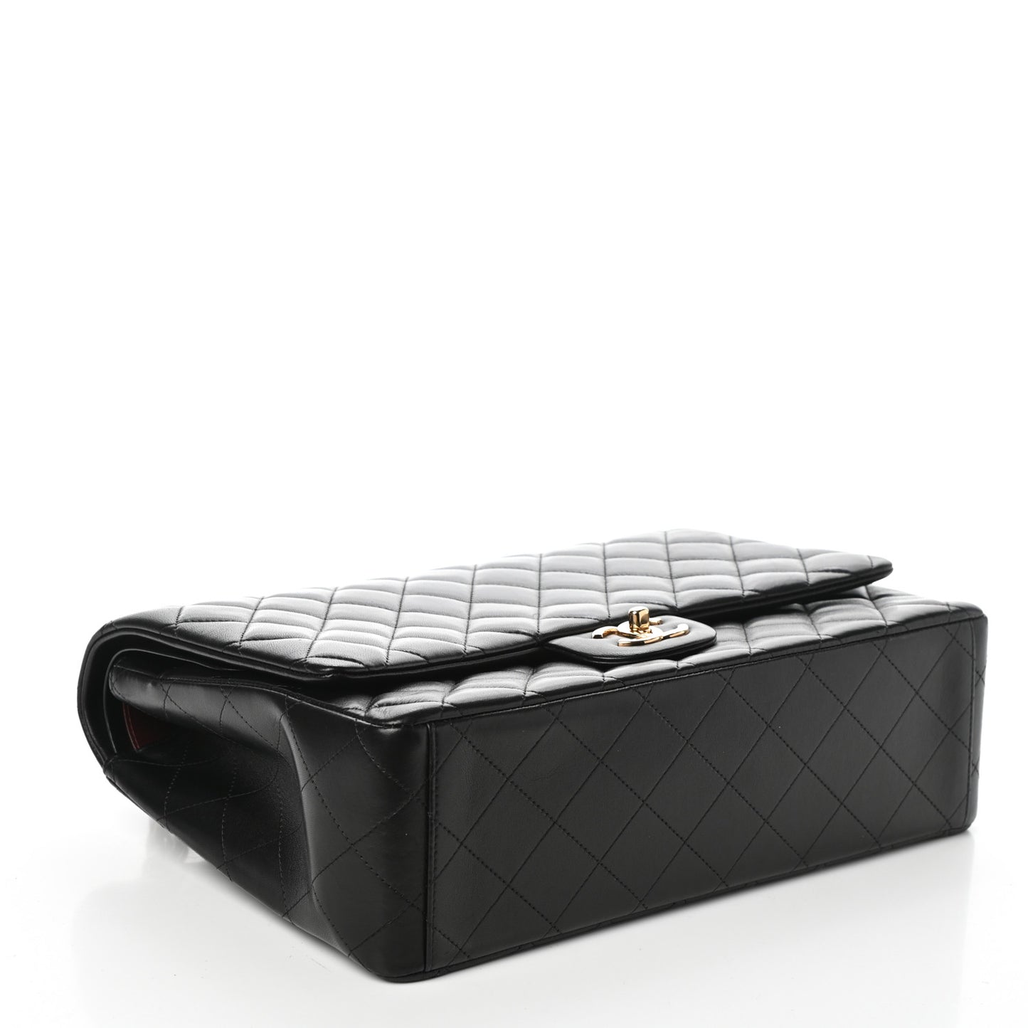 Lambskin Quilted Maxi Double Flap Black