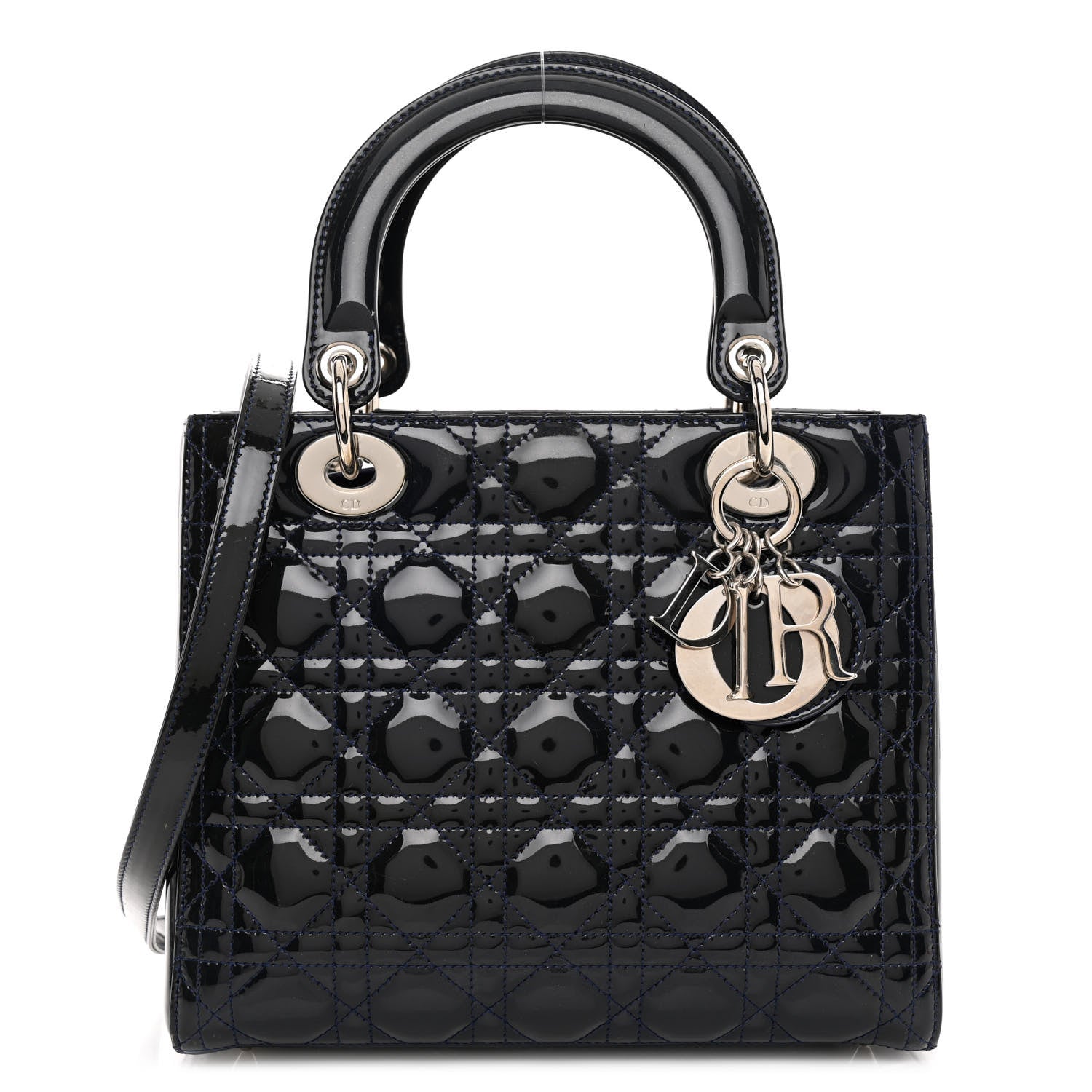 Christian Dior Patent Cannage Medium Lady Dior Navy Blue 1 of 9