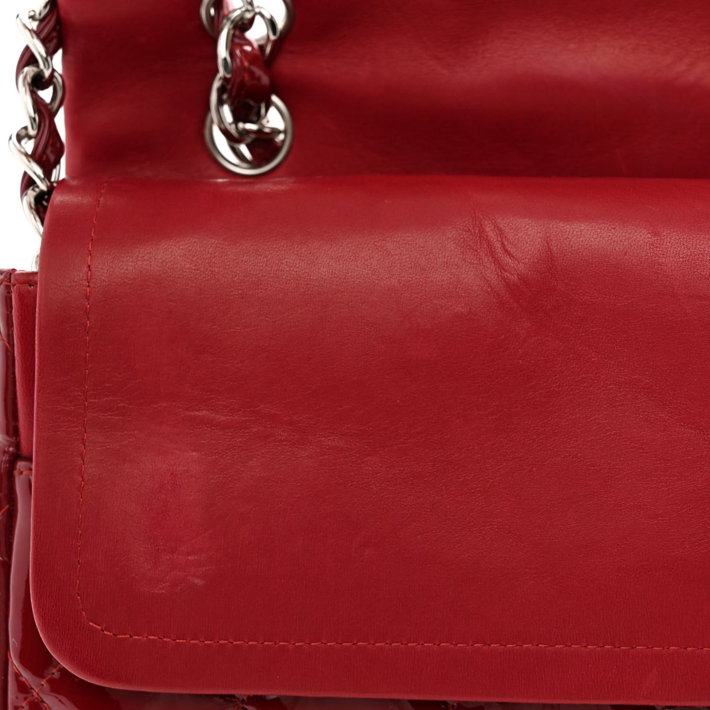 Patent Quilted Maxi Double Flap Red