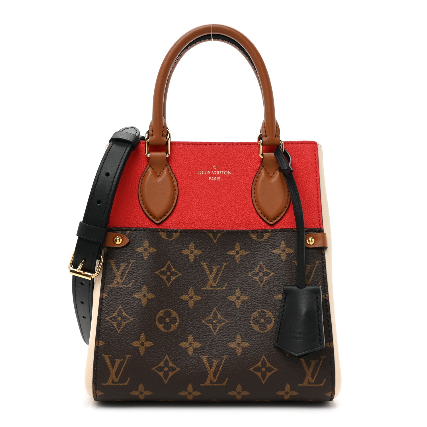 Louis Vuitton Calfskin Monogram Fold Tote PM Cerise Cream Black 1 of 8