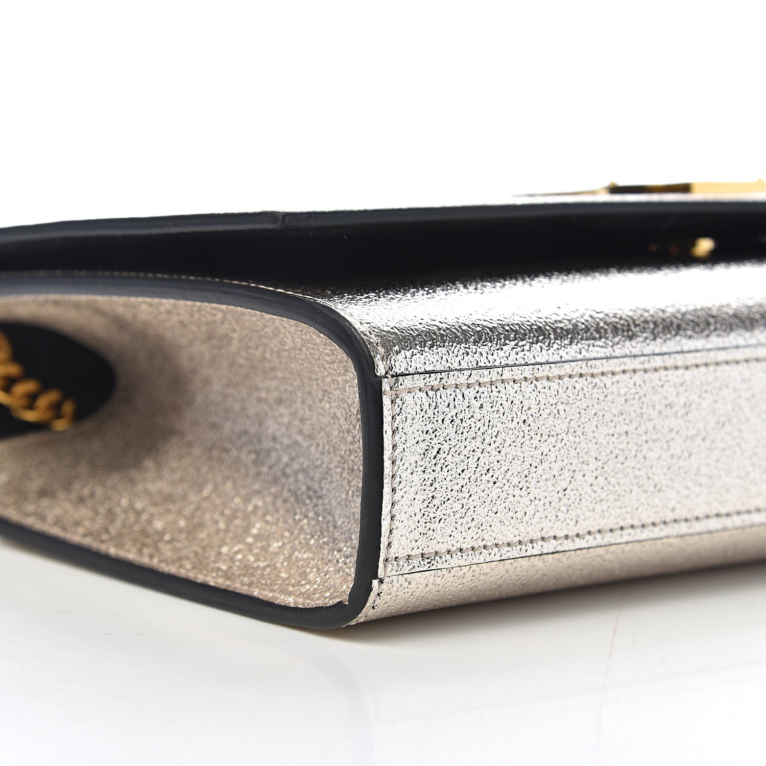 Saint Laurent Metallic Calfskin Medium Classic Monogram Kate Satchel Platine 6 of 8
