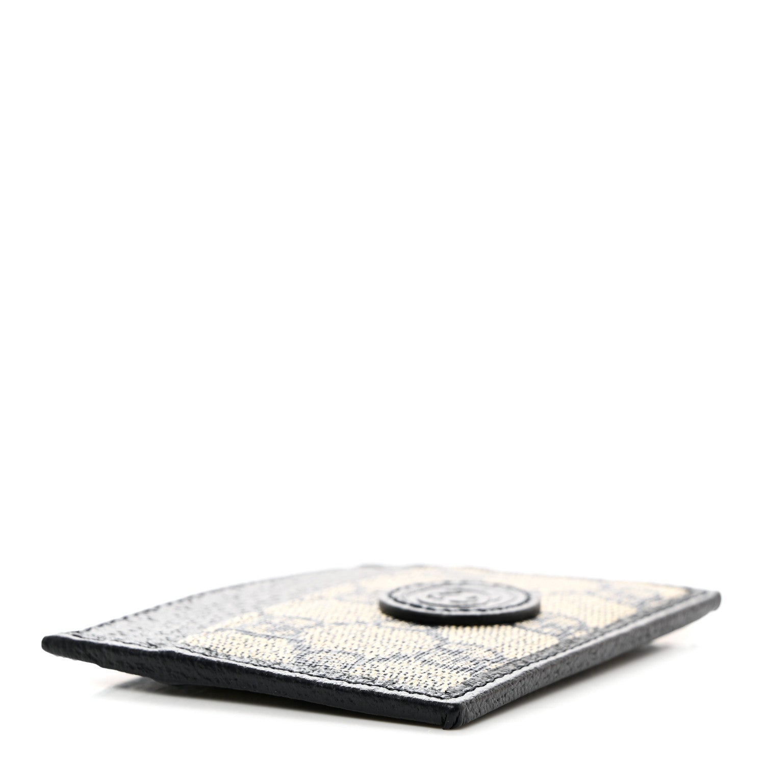 Gucci GG Supreme Monogram Textured Dollar Calfskin Retro Interlocking G Card Holder Beige Blue 4 of 7