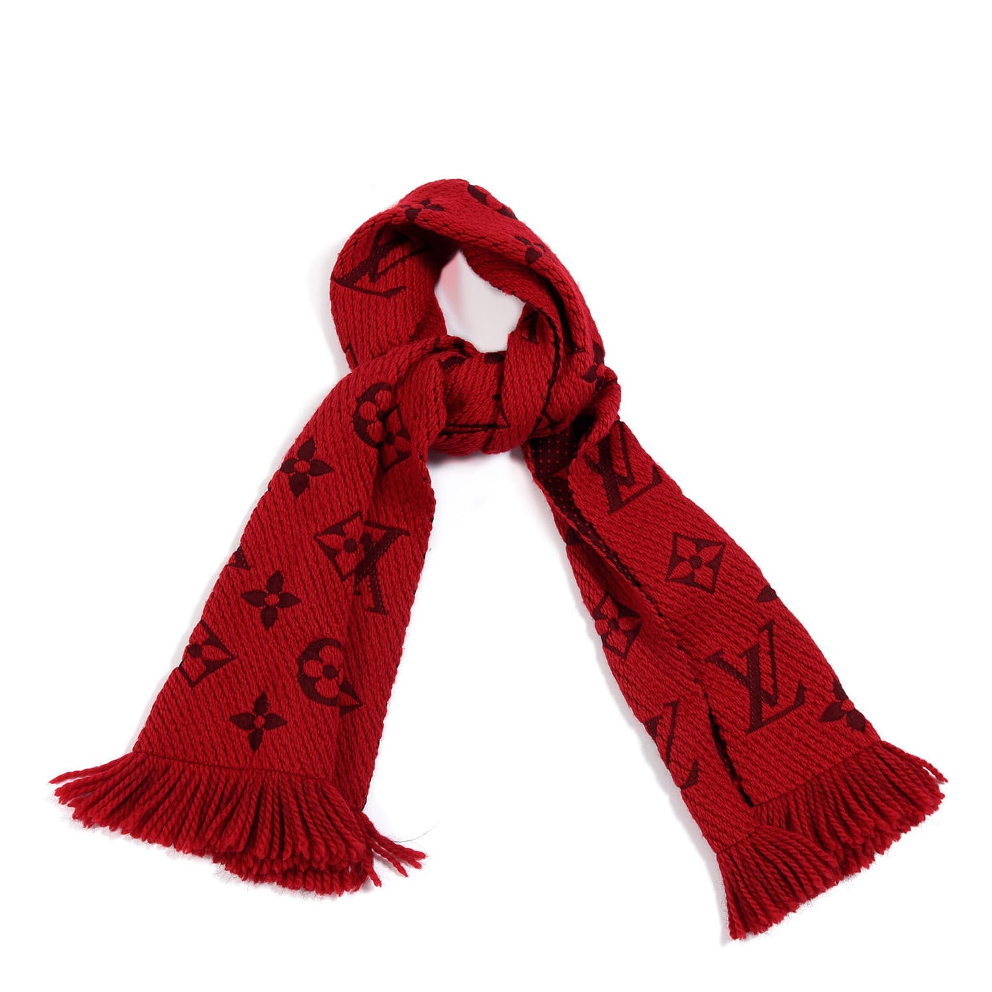 Wool Silk Logomania Scarf Rubis