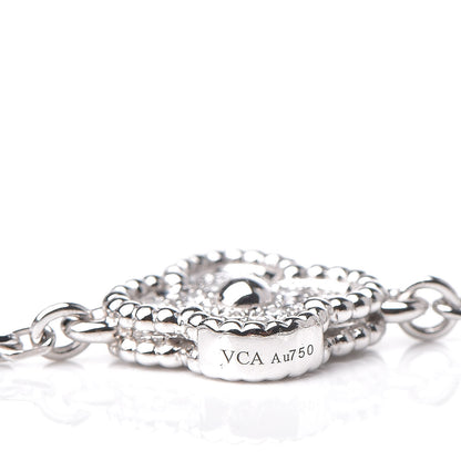Van Cleef & Arpels 18K White Gold Diamond 6 Motifs Sweet Alhambra Bracelet 4 of 7
